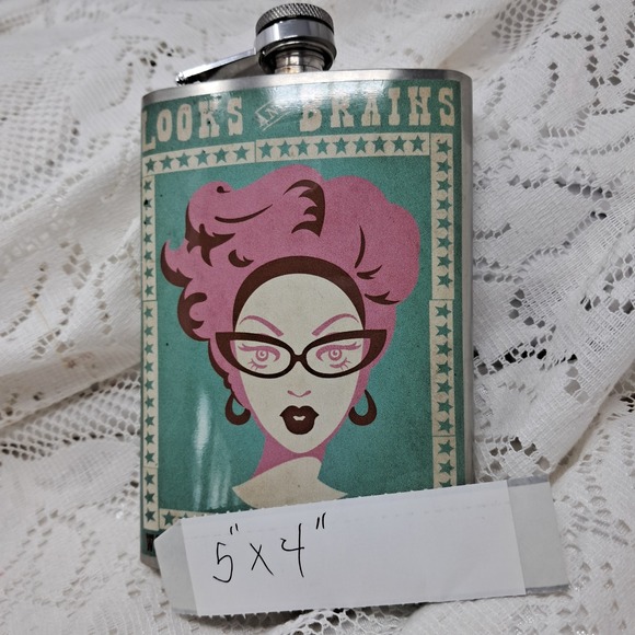 Other - Novelty Stainless Steel Flask Looks and‎ Brains Design 5x4